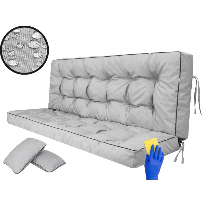 Poduszka na huśtawkę "Pola" z oparciem, 150cm, kolor popielaty