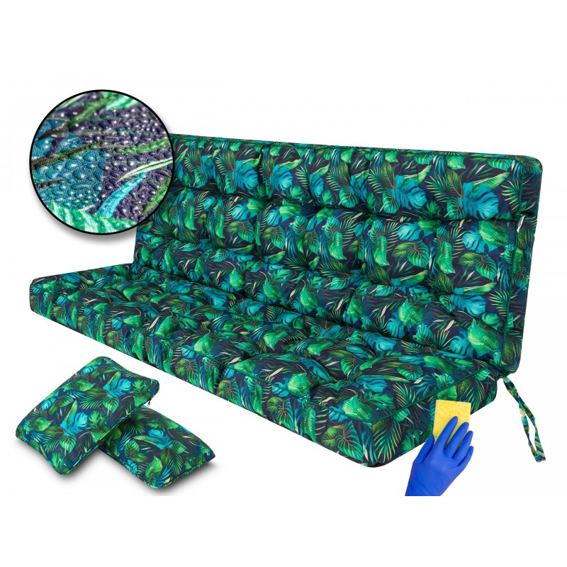 Poduszka na huśtawkę "Pola" z oparciem, 150cm, kolor niebieskie liście