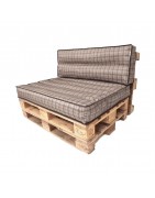 Poduszki na palety Tomek Beżowa Kratka 120x82 + 120x40 cm | Hobbygarden